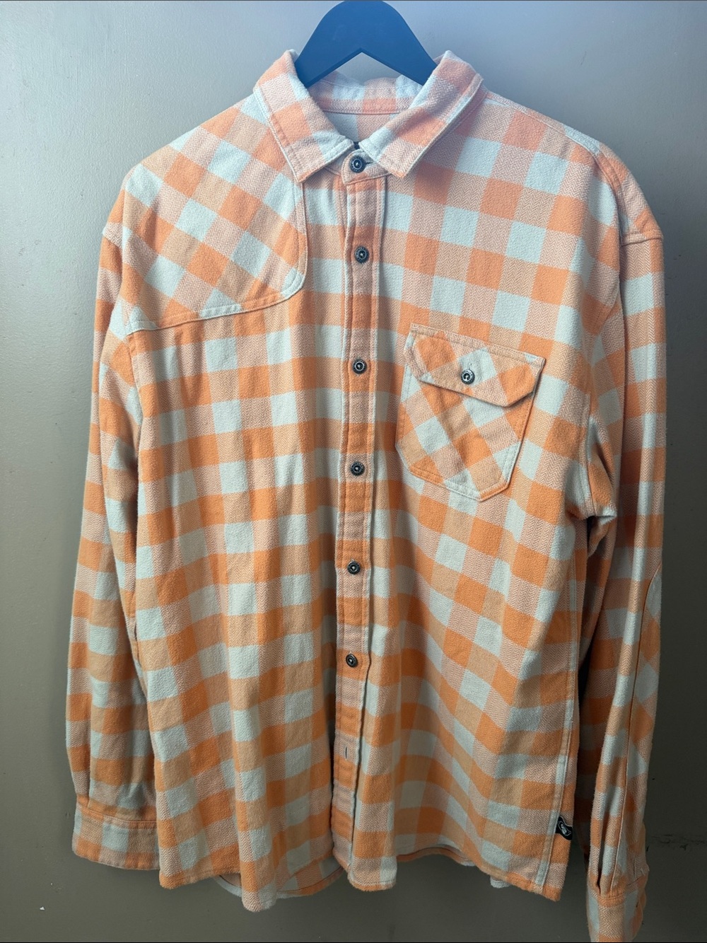 Howler Brothers Orange and Cream Check Button-Down Shirt